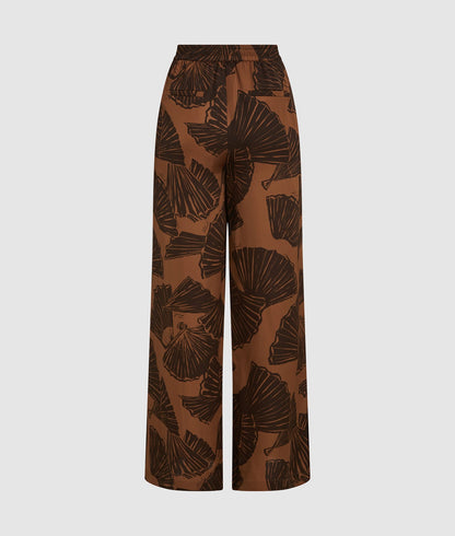 Karl Lagerfeld Fan Print Pants Graphic Fan Friar Brown