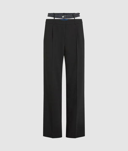 Karl Lagerfeld Double Waistband Pants Washed Black-Black