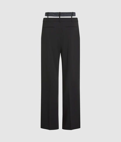 Karl Lagerfeld Double Waistband Pants Washed Black-Black