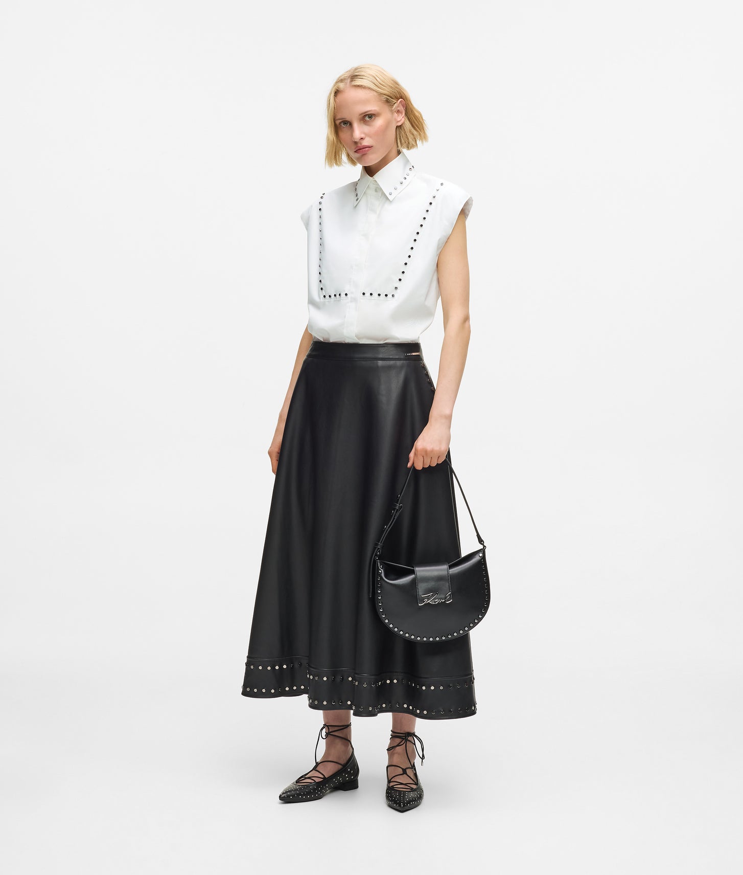 Karl Lagerfeld Studded Poplin Shirt White