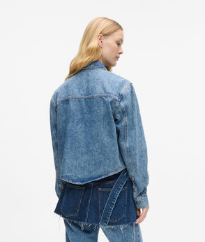 KarlLagerfeld Denim Buckle Bowling Bag Standard Blue Denim