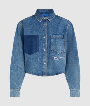 KarlLagerfeld Denim Buckle Shoulder Bag Standard Blue Denim