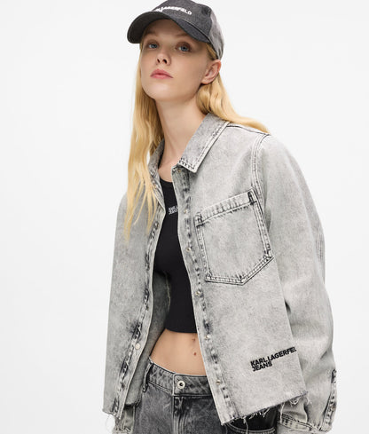 Karl Lagerfeld Two-Tone Denim Mini Skirt Washed Black Blocked