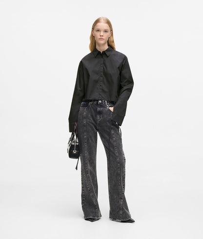 Karl Lagerfeld Tie Back Shirt Washed Black
