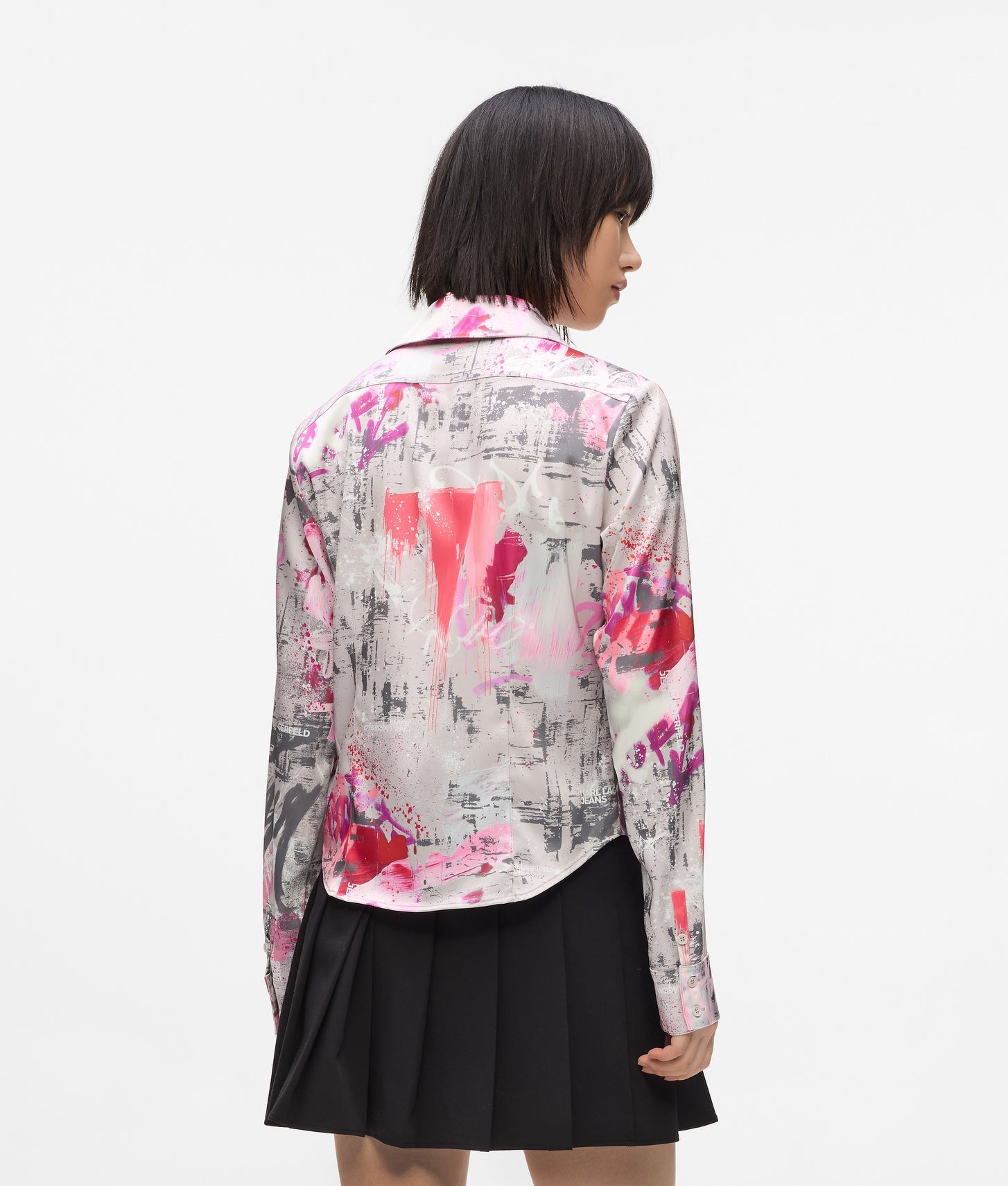 Karl Lagerfeld All-Over Paint Shirt Painters Print Pink All Over Print