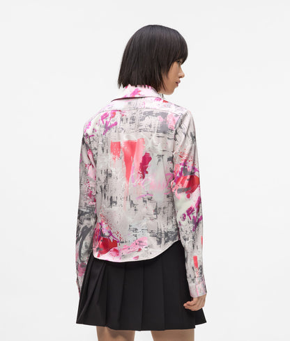Karl Lagerfeld All-Over Paint Shirt Painters Print Pink All Over Print