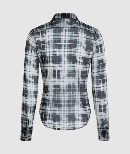 Karl Lagerfeld Checked Mesh Shirt Bleached Check Black All Over Print