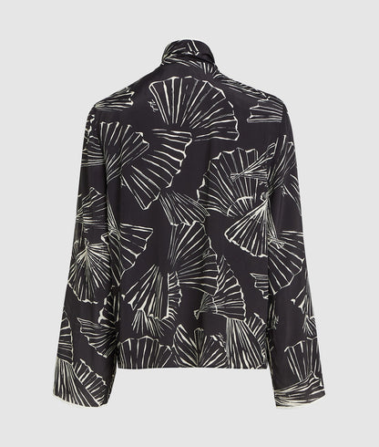 Karl Lagerfeld Fan Print Scarf Top Linear Fan Black