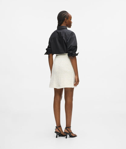 Karl Lagerfeld Bouclé Knit Skirt Cannoli Cream