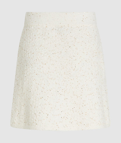 Karl Lagerfeld Bouclé Knit Skirt Cannoli Cream