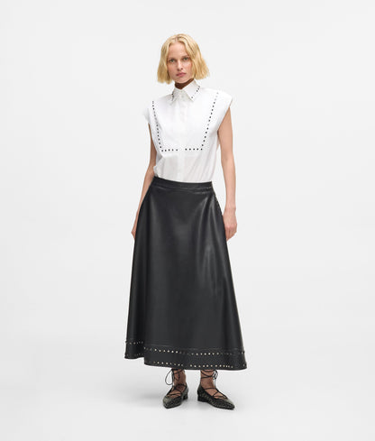 Karl Lagerfeld Studded Faux Leather Skirt Black