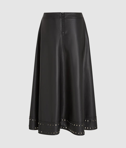 Karl Lagerfeld Studded Faux Leather Skirt Black