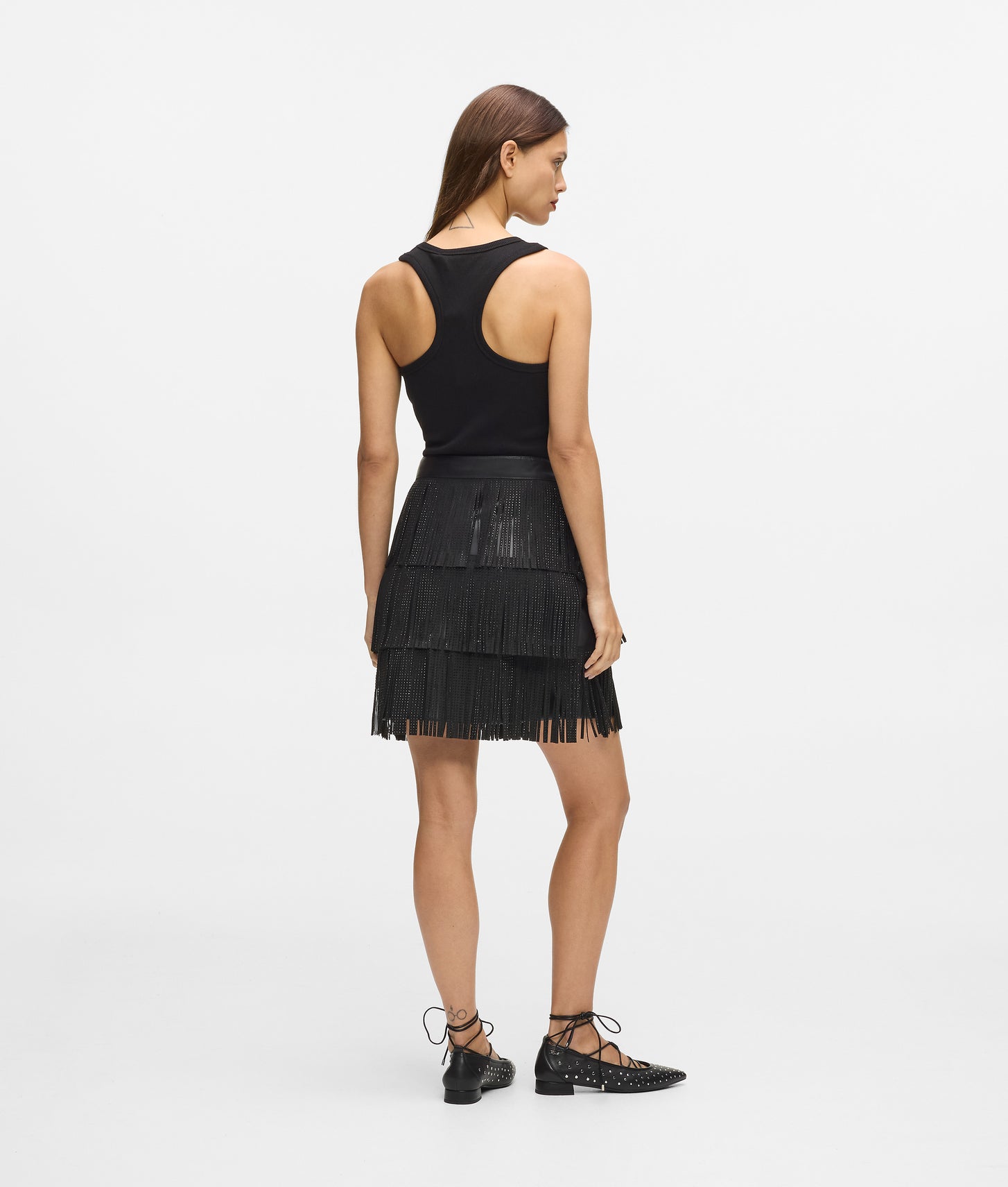 Karl Lagerfeld Fringed Mini Skirt Black