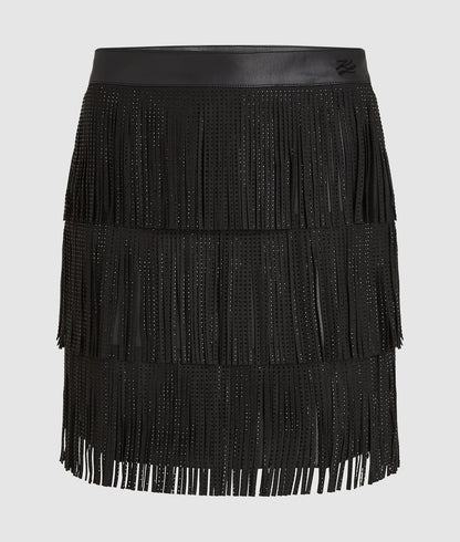 Karl Lagerfeld Fringed Mini Skirt Black