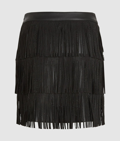 Karl Lagerfeld Fringed Mini Skirt Black