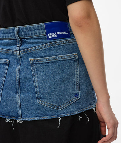 Karl Lagerfeld Denim Panel Maxi Skirt Washed Blue-Black