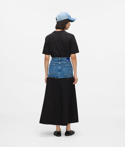 Karl Lagerfeld Denim Panel Maxi Skirt Washed Blue-Black