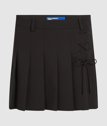 Karl Lagerfeld Pleated Tie-Detail Mini Skirt Black