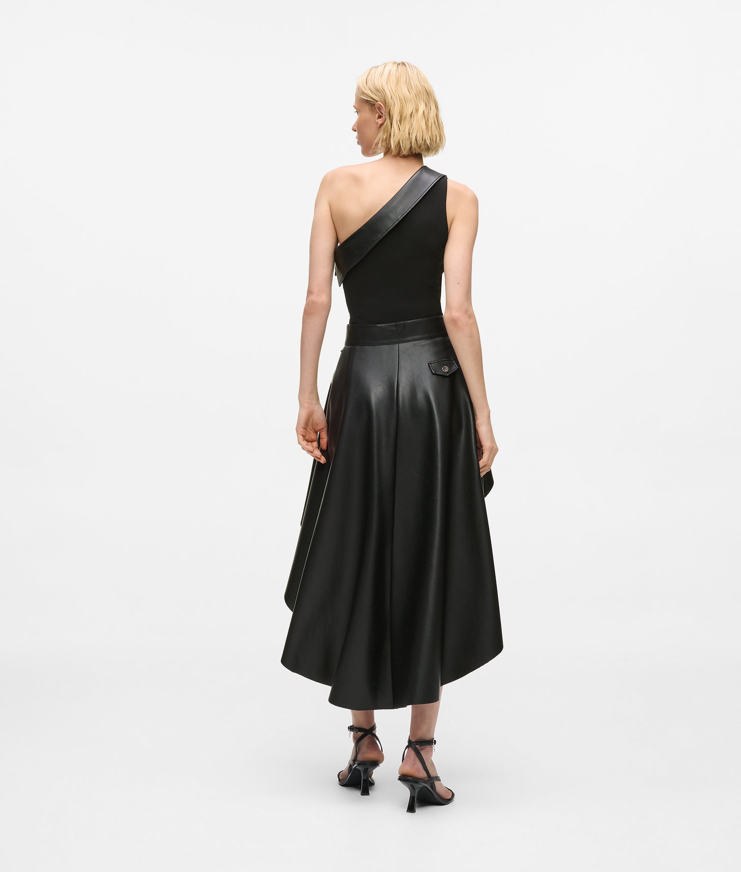 Karl Lagerfeld One-Shoulder Biker Dress Black