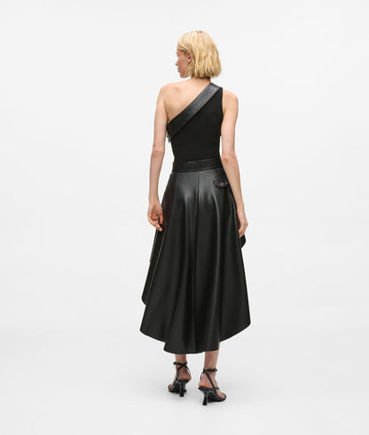 Karl Lagerfeld One-Shoulder Biker Dress Black