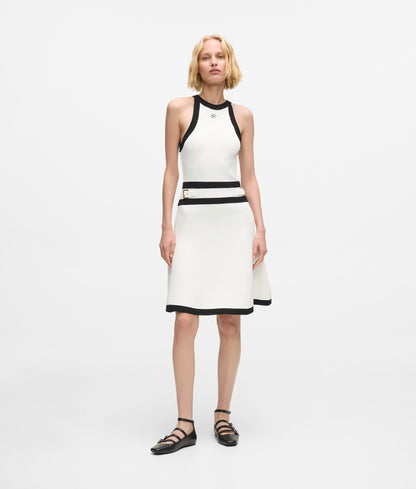 Karl Lagerfeld Karl Dna Belted Knit Dress White/Black
