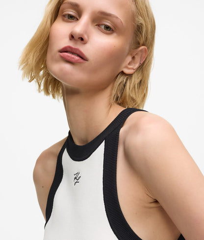 Karl Lagerfeld Karl Dna Belted Knit Dress White/Black
