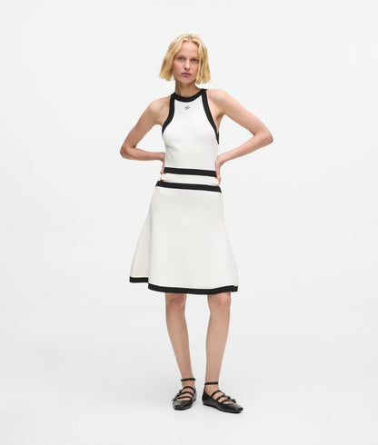 Karl Lagerfeld Karl Dna Belted Knit Dress White/Black