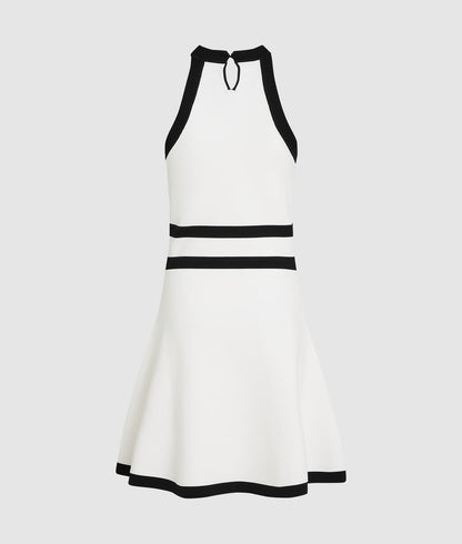 Karl Lagerfeld Karl Dna Belted Knit Dress White/Black