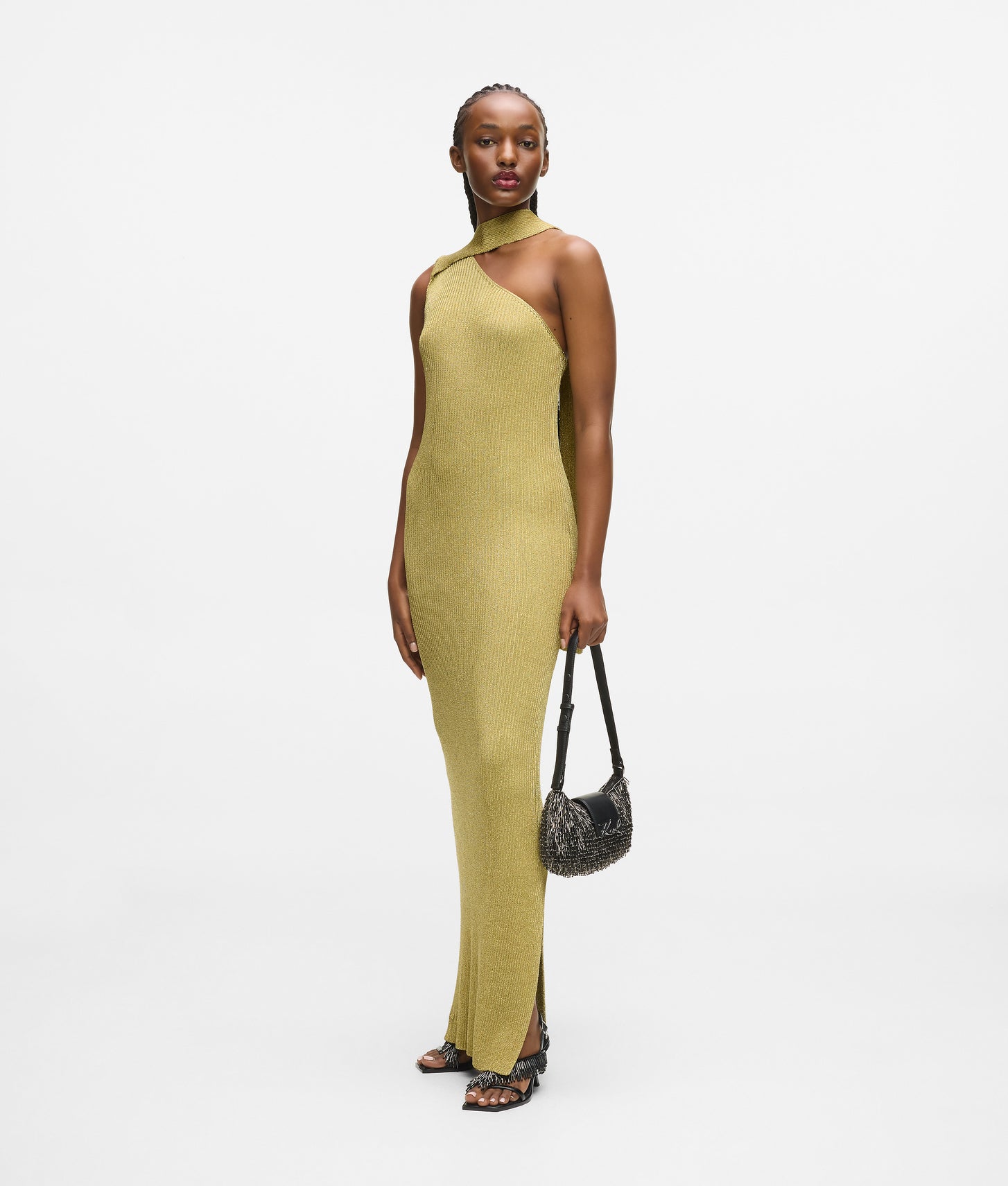 Karl Lagerfeld Metallic Knit Dress Light Gold