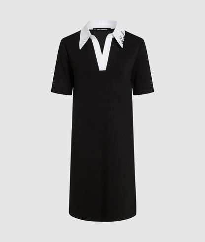 Karl Lagerfeld Signature Collar Polo Dress Black