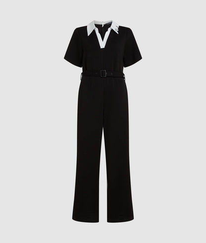 Karl Lagerfeld Signature Collar Jumpsuit Black