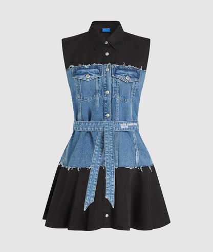 Karl Lagerfeld Denim Bodice Dress Washed Blue-Black