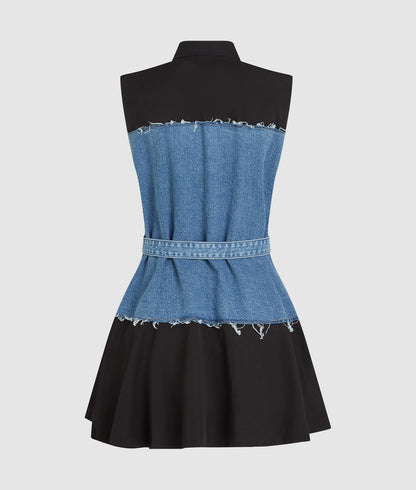 Karl Lagerfeld Denim Bodice Dress Washed Blue-Black