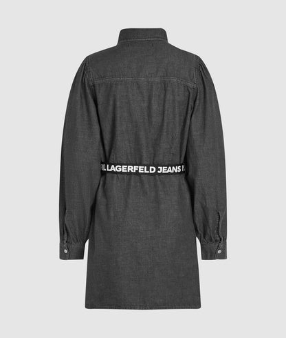 Karl Lagerfeld Belted Denim Dress Washed Black