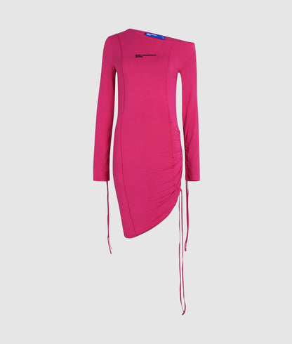 Karl Lagerfeld Off-Shoulder Drawstring Dress Very Berry