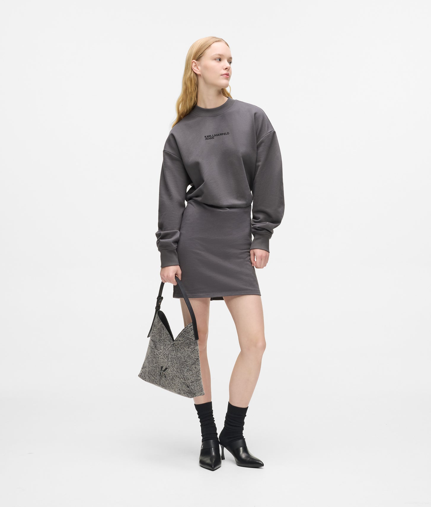 Karl Lagerfeld Blouson Sweat Dress Magnet