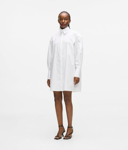 Karl Lagerfeld Pleated Panel Shirt Dress White