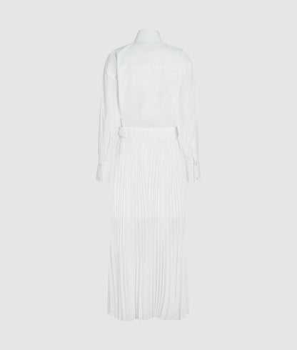 Karl Lagerfeld Pleated Panel Shirt Dress White