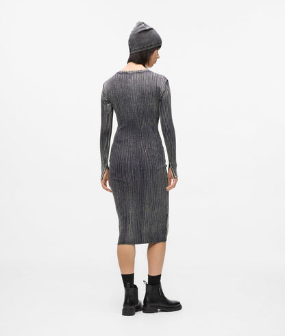Karl Lagerfeld Ribbed Long-Sleeved Dress Washed Black