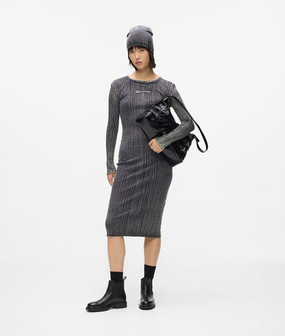 Karl Lagerfeld Ribbed Long-Sleeved Dress Washed Black