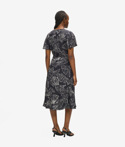 Karl Lagerfeld Fan Print V-Neck Dress Linear Fan Black
