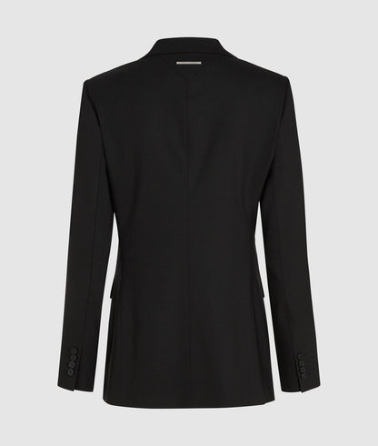 Karl Lagerfeld Belted Contrast Lapel Blazer Black/White