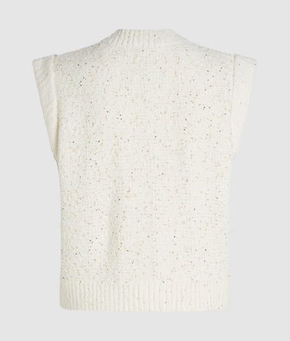 Karl Lagerfeld Bouclé Vest Cannoli Cream