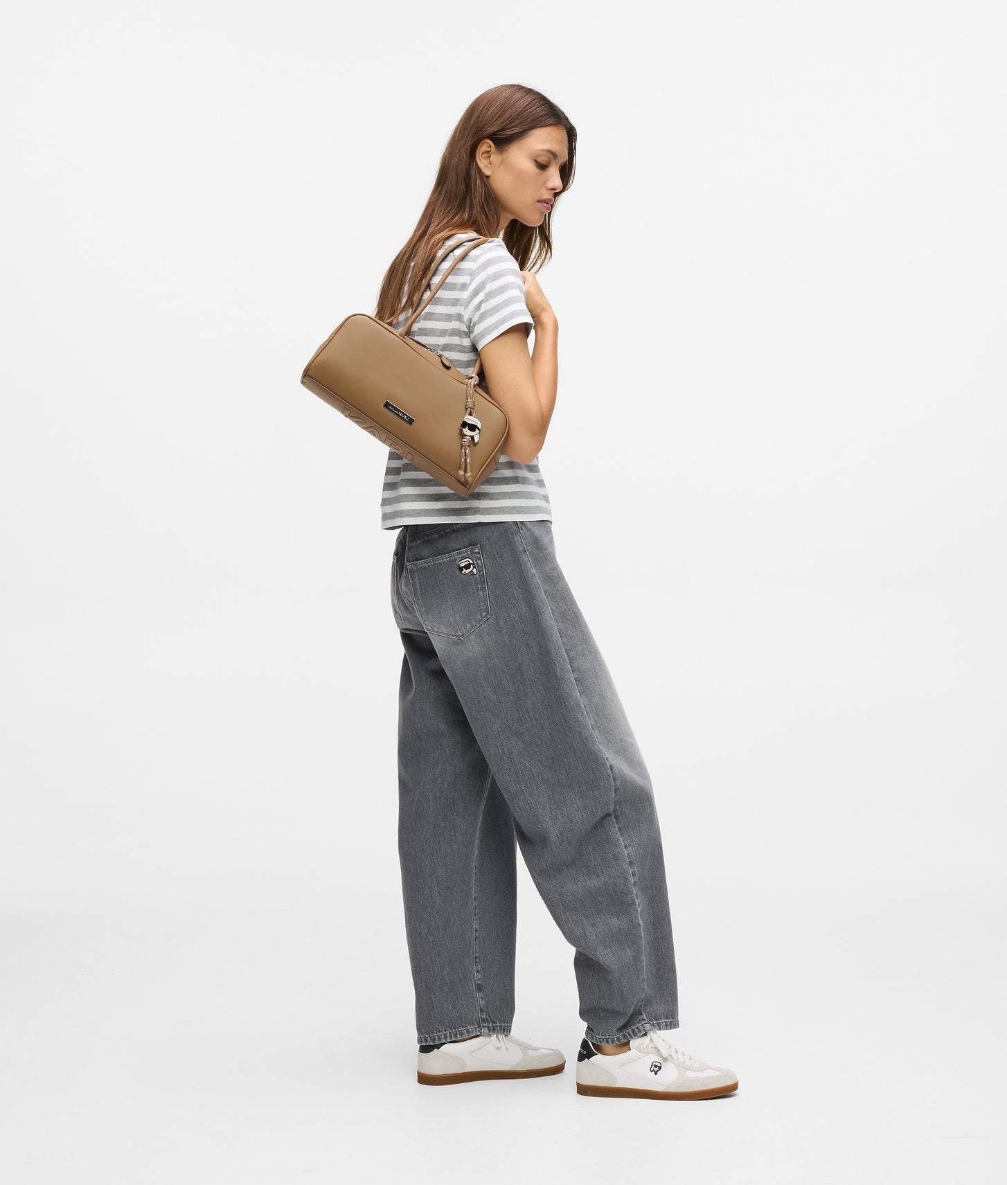 KarlLagerfeld Ikon Smooth Rectangular Bag Mushroom Brown