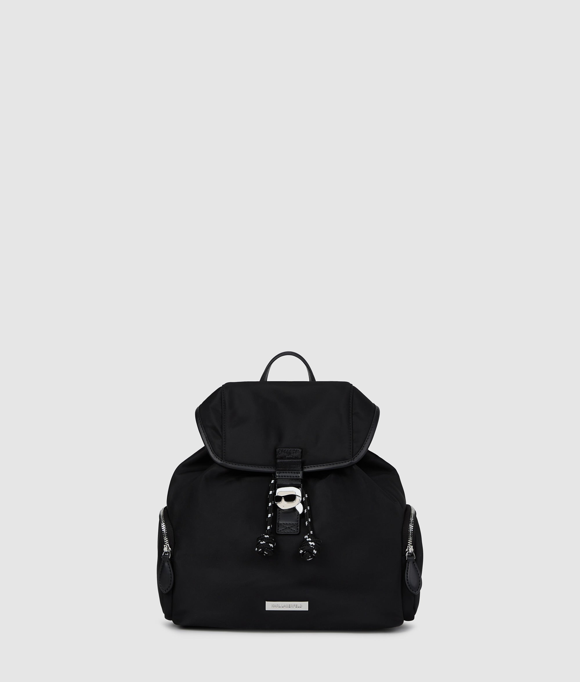 KarlLagerfeld Ikon Nylon Small Flap Backpack Black