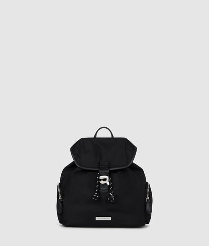 KarlLagerfeld Ikon Nylon Small Flap Backpack Black