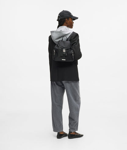 KarlLagerfeld Ikon Nylon Small Flap Backpack Black