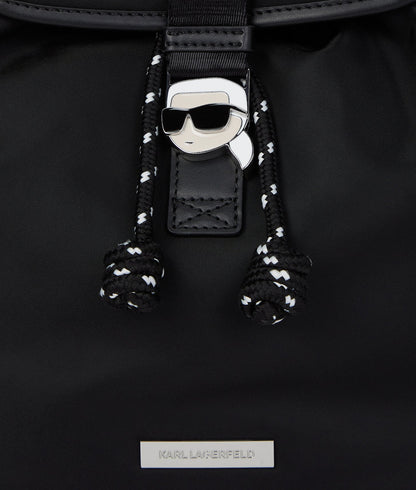 KarlLagerfeld Ikon Nylon Small Flap Backpack Black