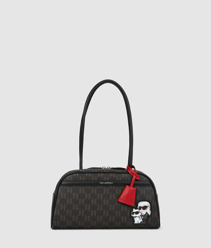KarlLagerfeld Ikon Monogram Bowling Bag Brown-Monogram