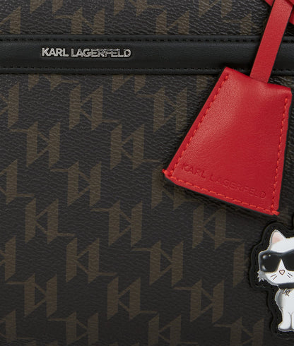 KarlLagerfeld Ikon Monogram Bowling Bag Brown-Monogram